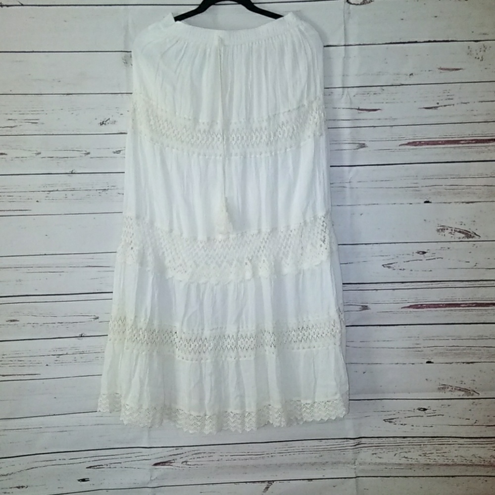 Off white/cream color lomg boho skirt.